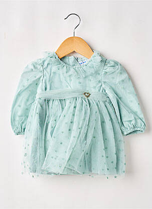 Robe mi-longue fermeture zippée au dos manches longues vert MAYORAL fille