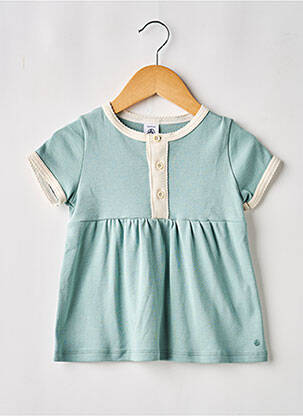 Robe mi-longue manches courtes manches courtes vert PETIT BATEAU fille
