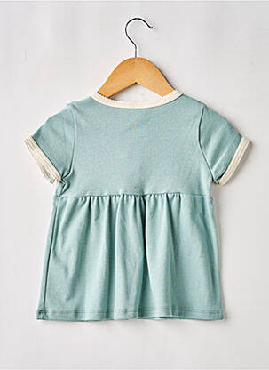 Robe mi-longue manches courtes manches courtes vert PETIT BATEAU fille