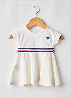Robe mi-longue manches courtes manches courtes blanc MAYORAL fille