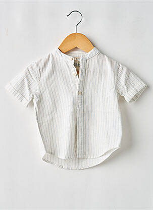 Chemise manches courtes imprimé rayures blanc LOSAN garçon