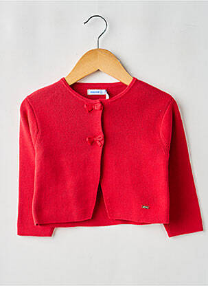 Gilet manches longues coupe droite rouge MAYORAL fille