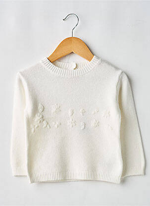 Pull maille fine manches longues blanc LOSAN fille