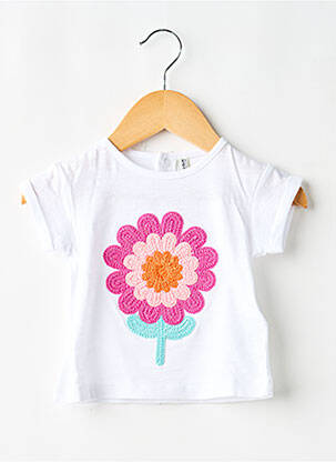 T-shirt fermeture boutonnée au dos manches courtes blanc LOSAN fille