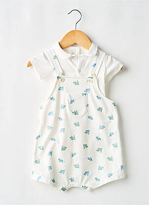 Salopette fermeture boutonnée sur le devant sans manche blanc PETIT BATEAU garçon