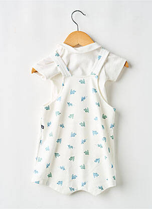 Salopette fermeture boutonnée sur le devant sans manche blanc PETIT BATEAU garçon