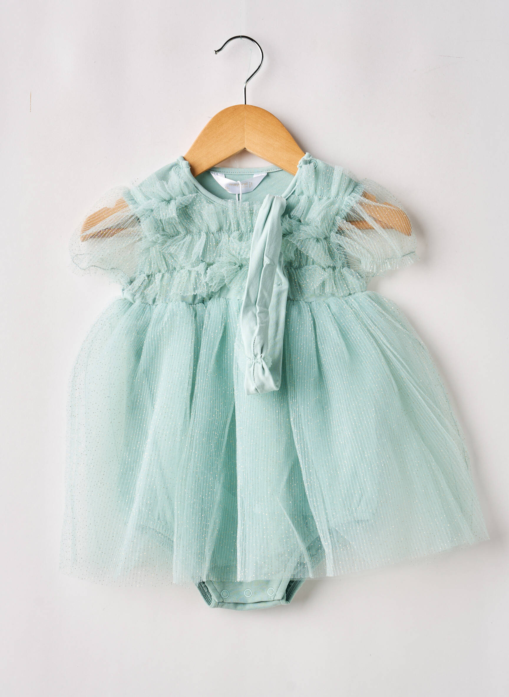 Robe mi-longue sans manche sans manche vert MAYORAL fille