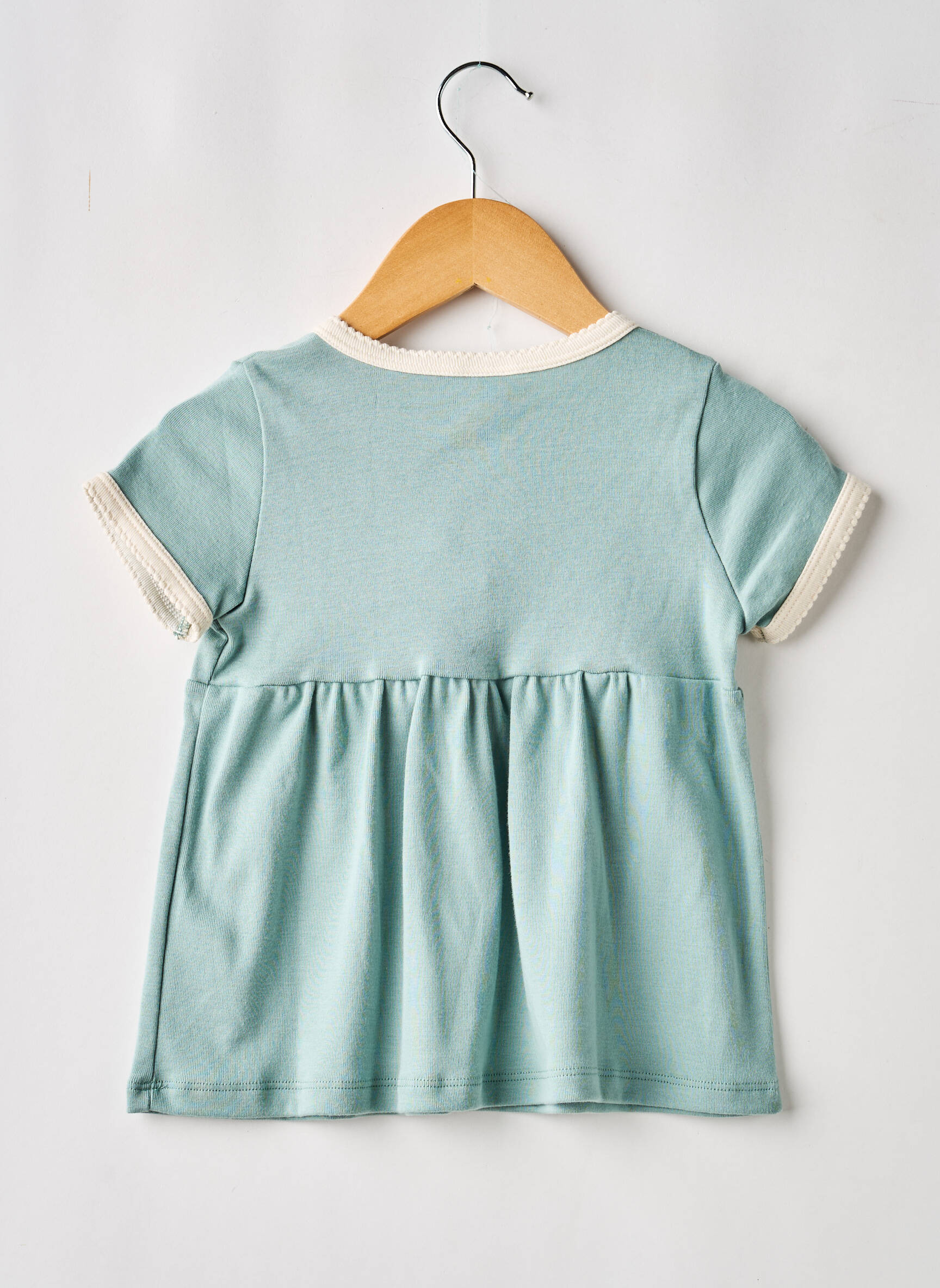 Robe mi-longue manches courtes manches courtes vert PETIT BATEAU fille