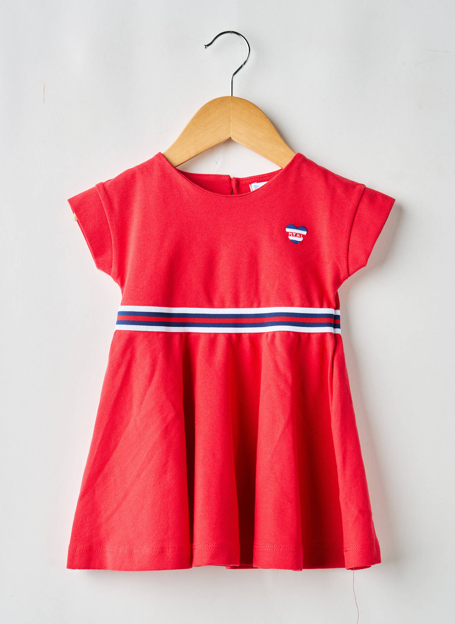 Robe mi-longue manches courtes manches courtes rouge MAYORAL fille