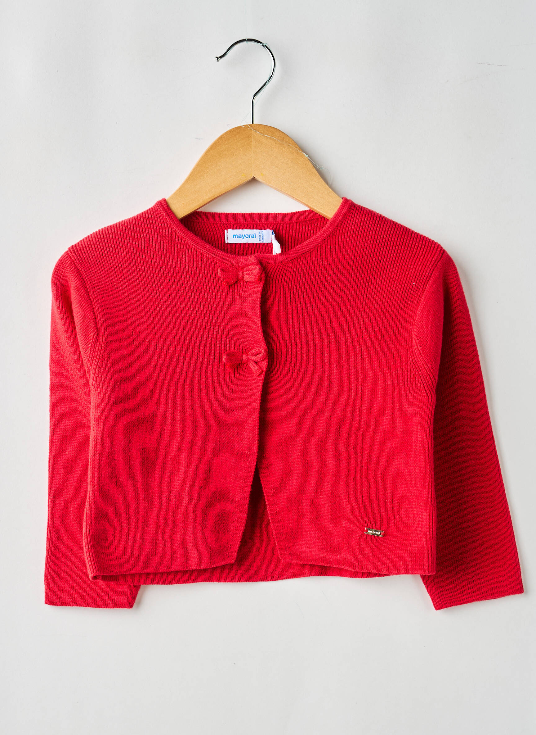 Gilet manches longues coupe droite rouge MAYORAL fille