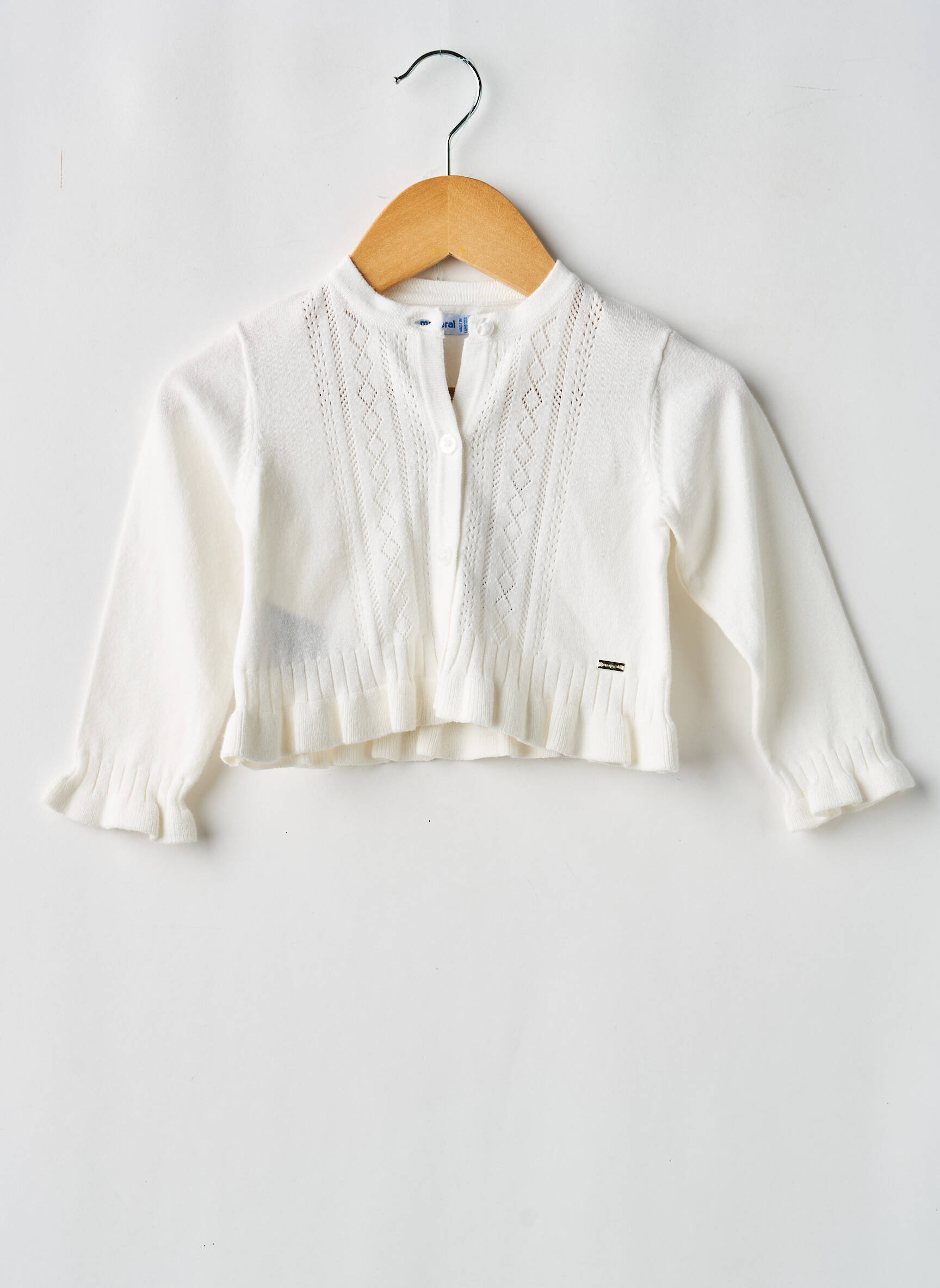 Gilet manches longues coupe droite blanc MAYORAL fille