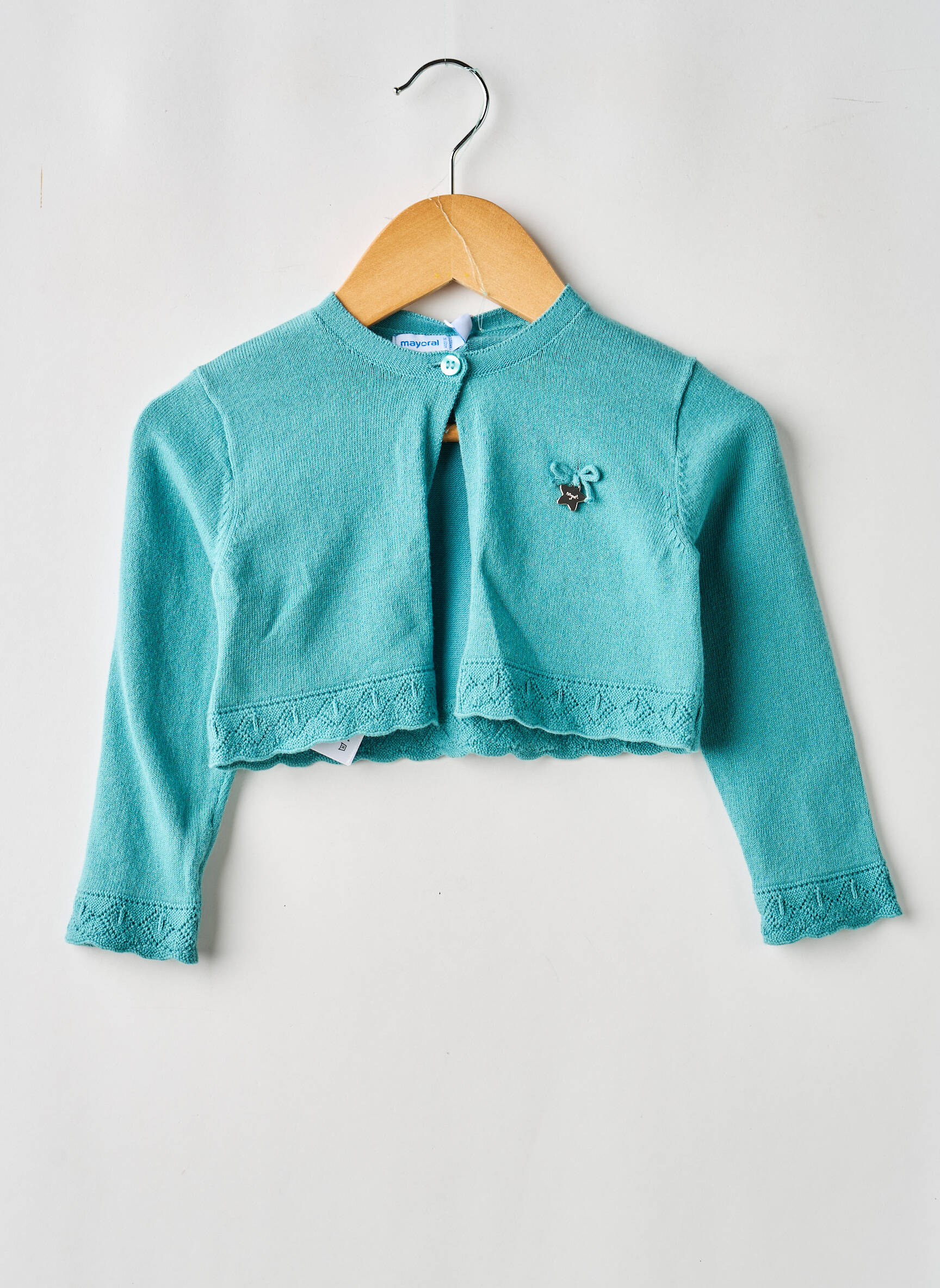Gilet manches longues coupe droite bleu MAYORAL fille