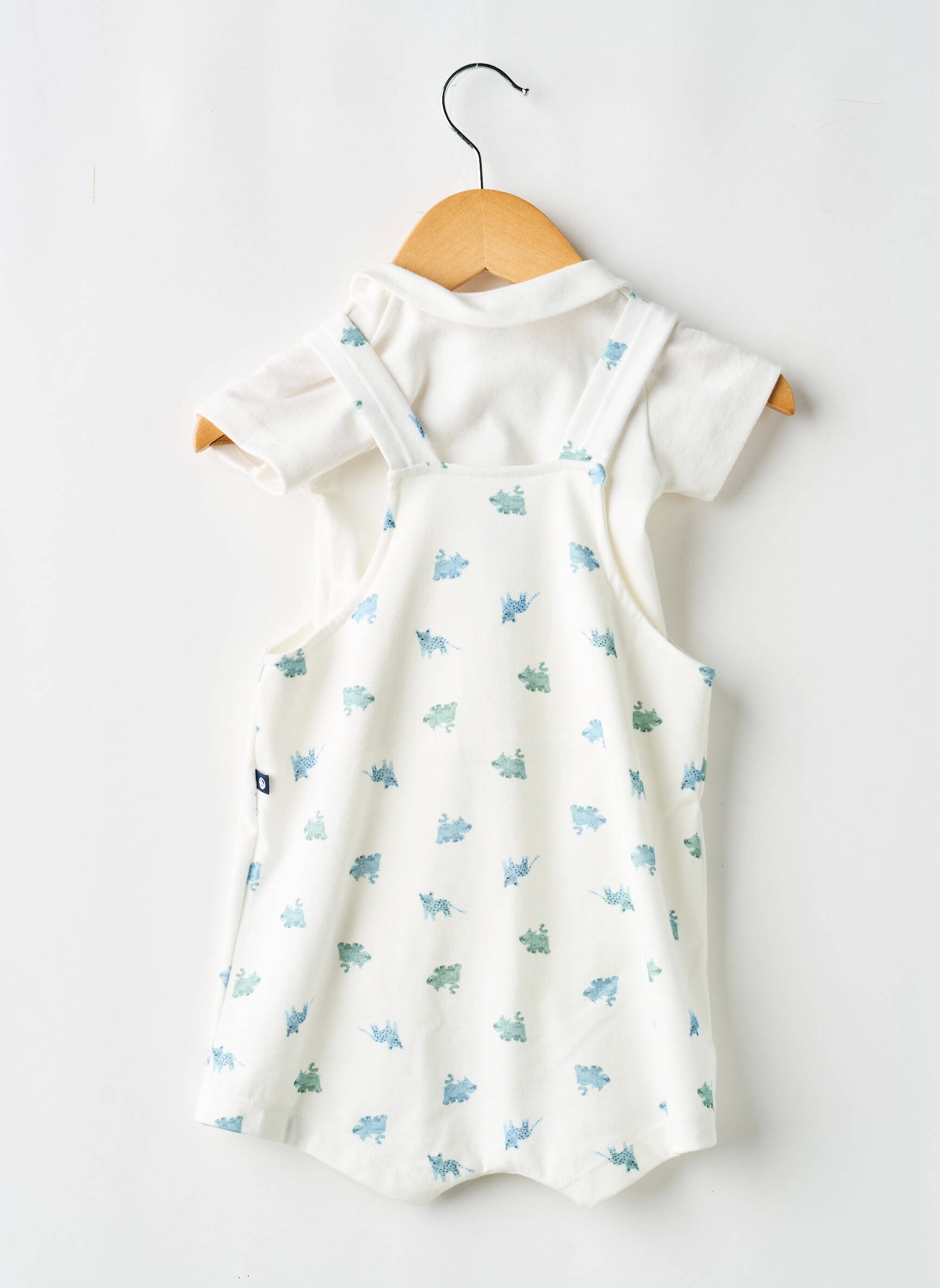 Salopette fermeture boutonnée sur le devant sans manche blanc PETIT BATEAU garçon