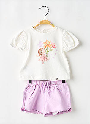 Ensemble short coupe droite violet MAYORAL fille