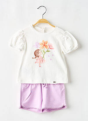 Ensemble short coupe droite violet MAYORAL fille