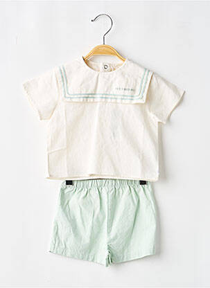 Ensemble short type de haut chemise vert PETIT BATEAU garçon