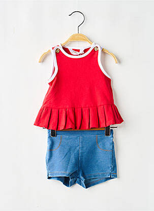 Ensemble short taille élastique rouge MAYORAL fille