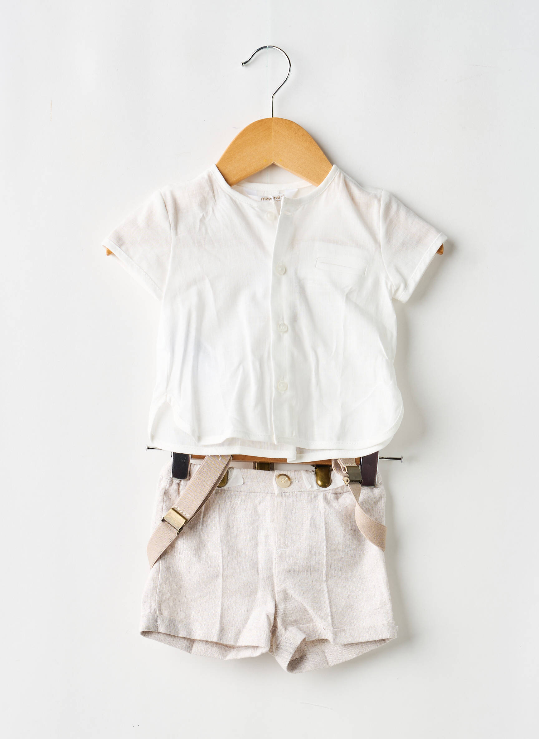 Ensemble short type de haut chemise beige MAYORAL garçon