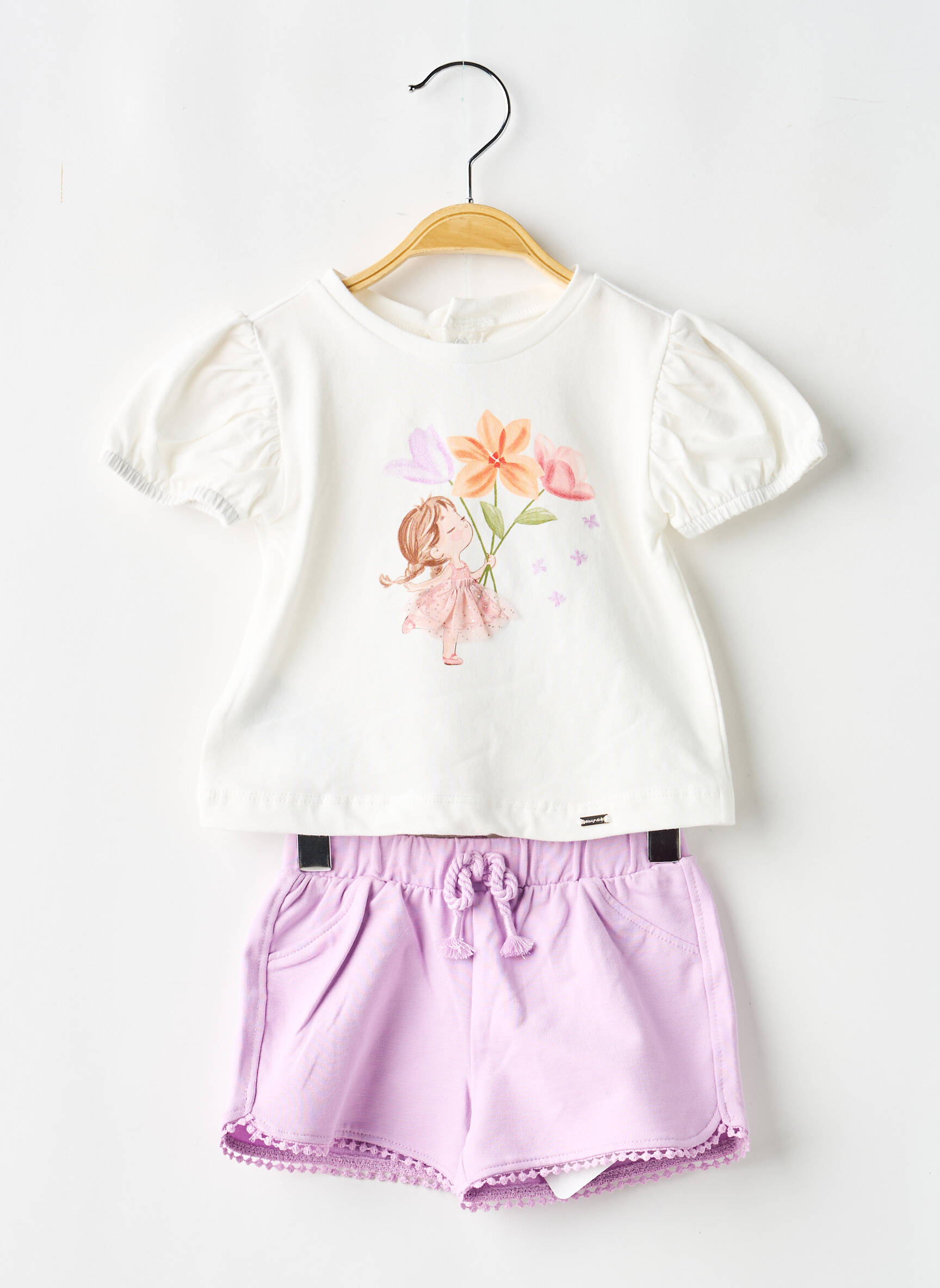Ensemble short coupe droite violet MAYORAL fille