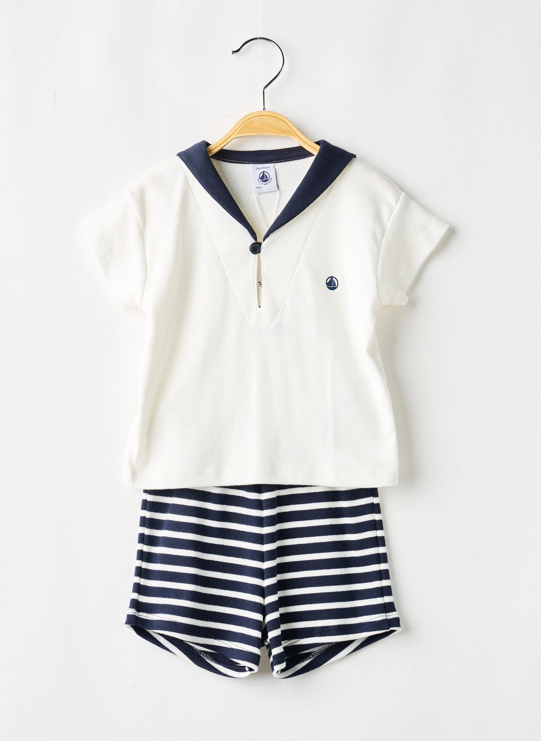Ensemble short broderie blanc PETIT BATEAU garçon