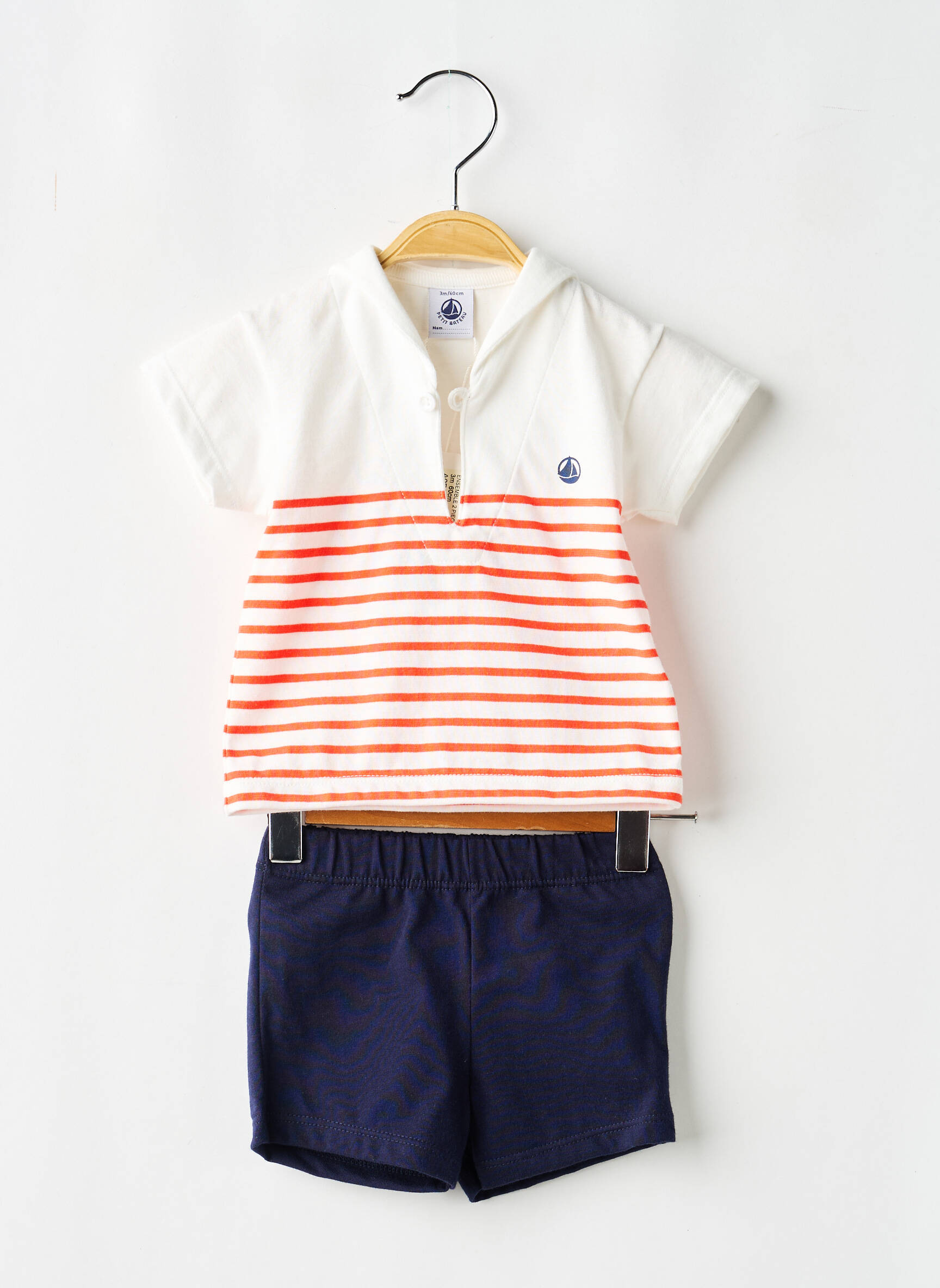 Ensemble short taille élastique rouge PETIT BATEAU garçon