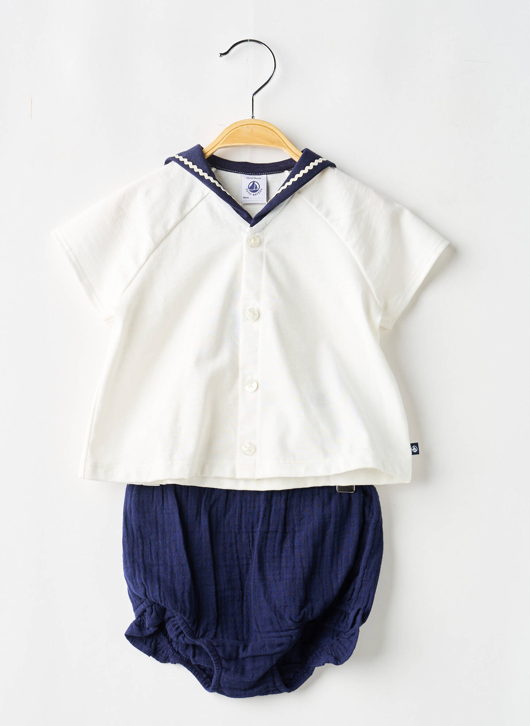 Ensemble short coupe droite bleu PETIT BATEAU fille