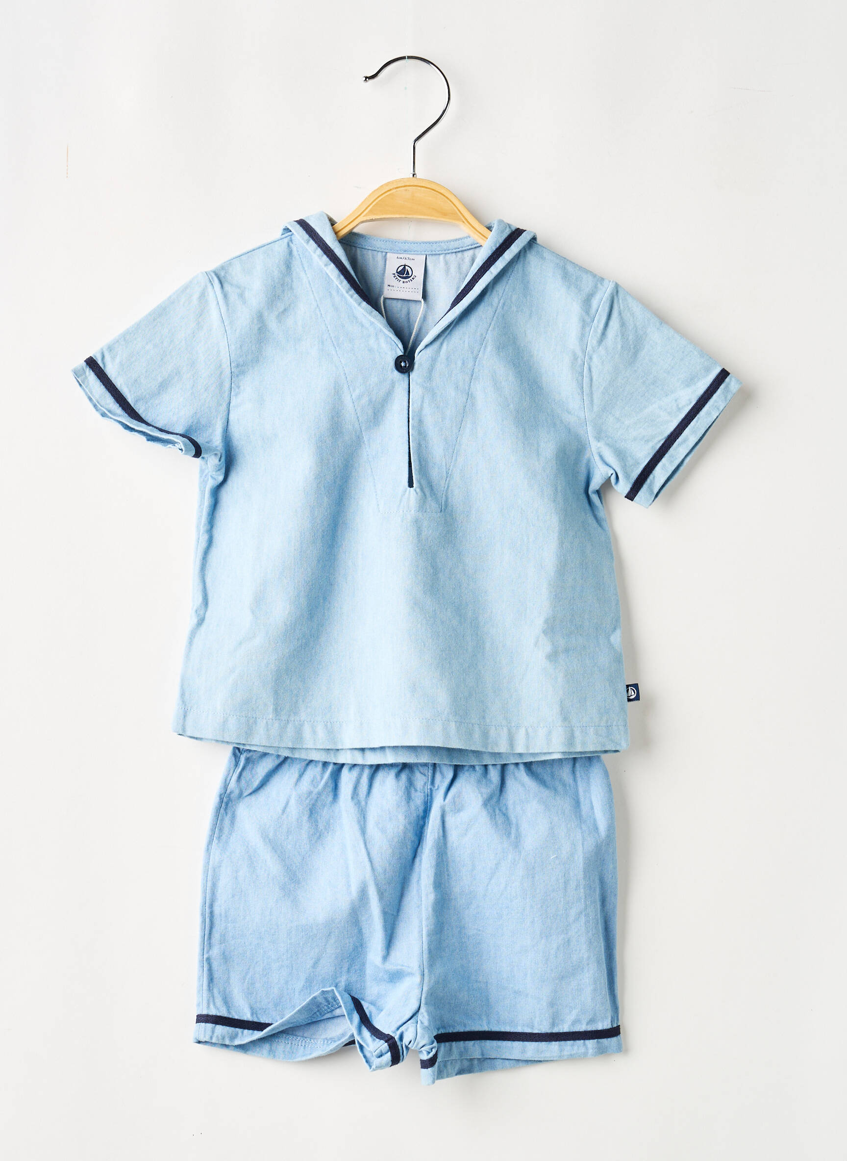 Ensemble short taille élastique bleu PETIT BATEAU enfant