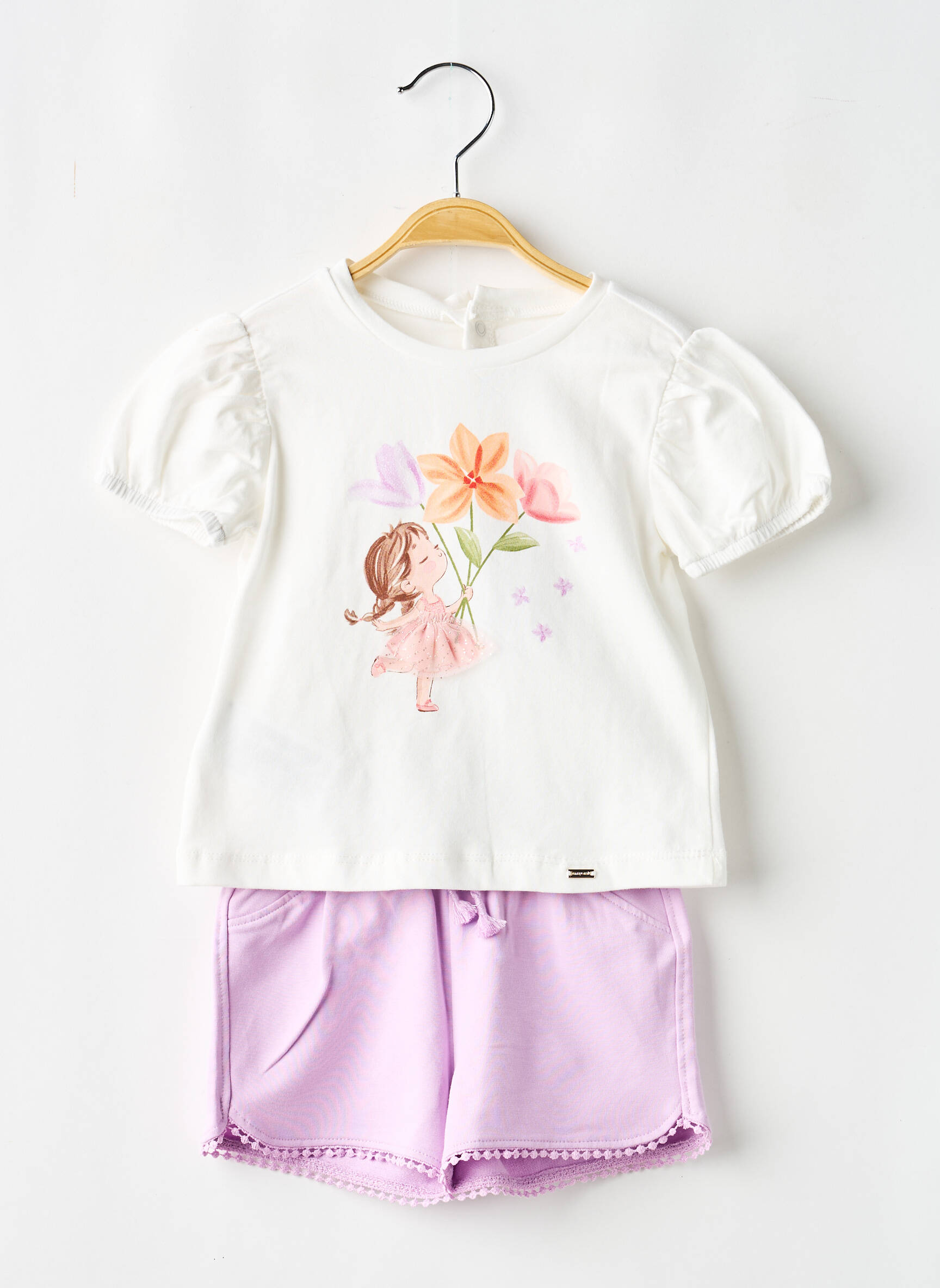 Ensemble short coupe droite violet MAYORAL fille