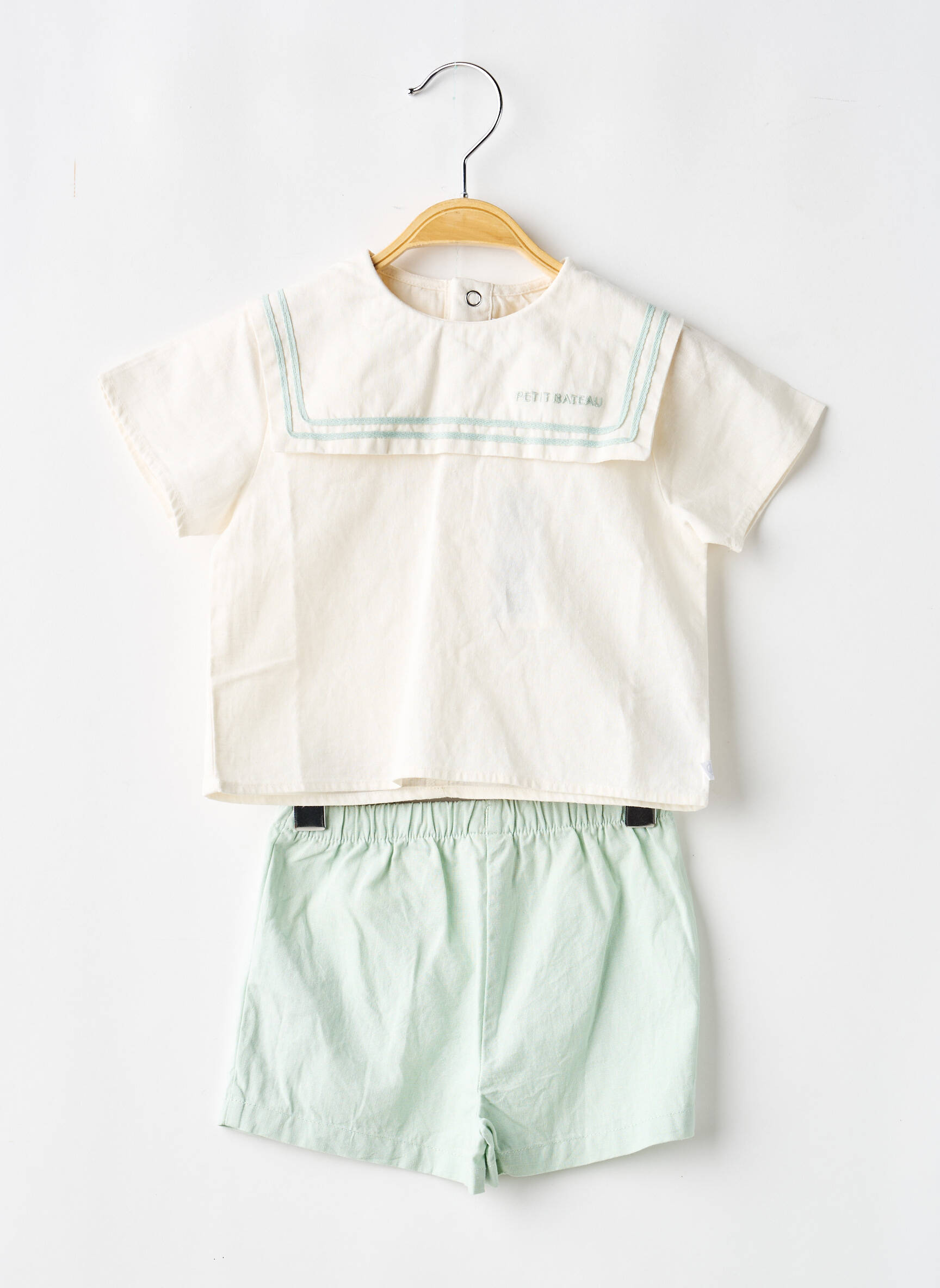Ensemble short type de haut chemise vert PETIT BATEAU garçon