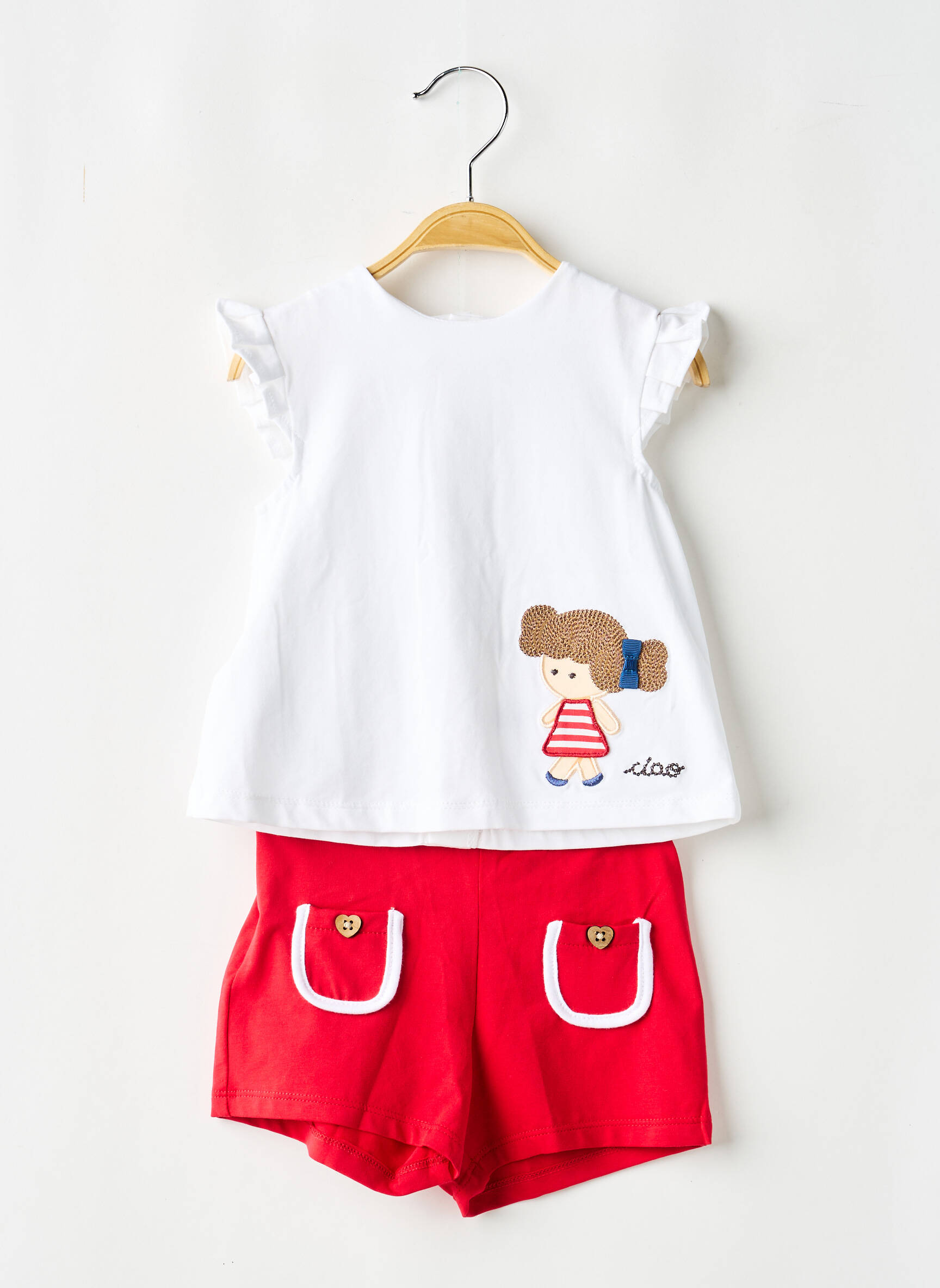 Ensemble short manches courtes rouge MAYORAL fille