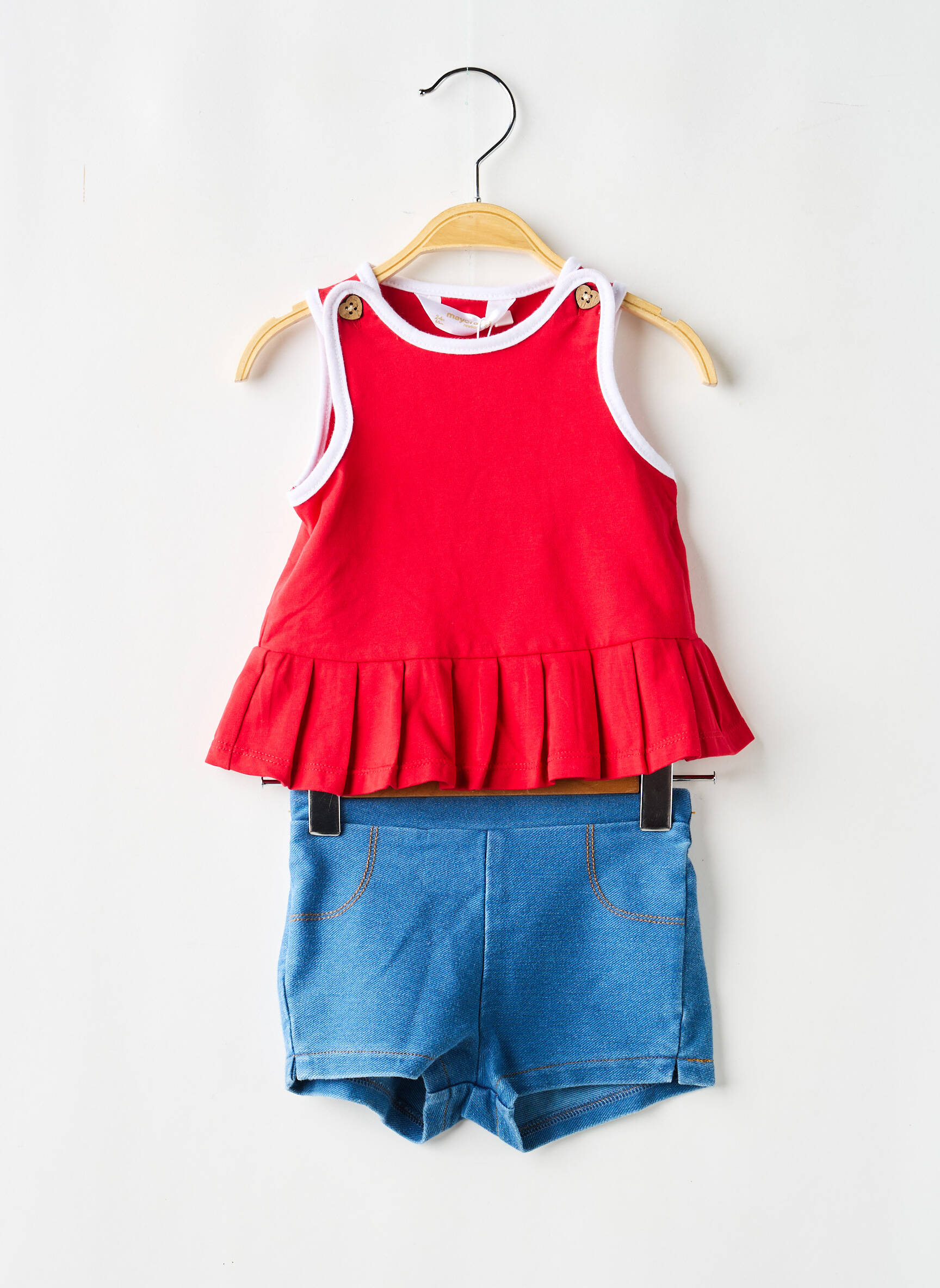 Ensemble short taille élastique rouge MAYORAL fille