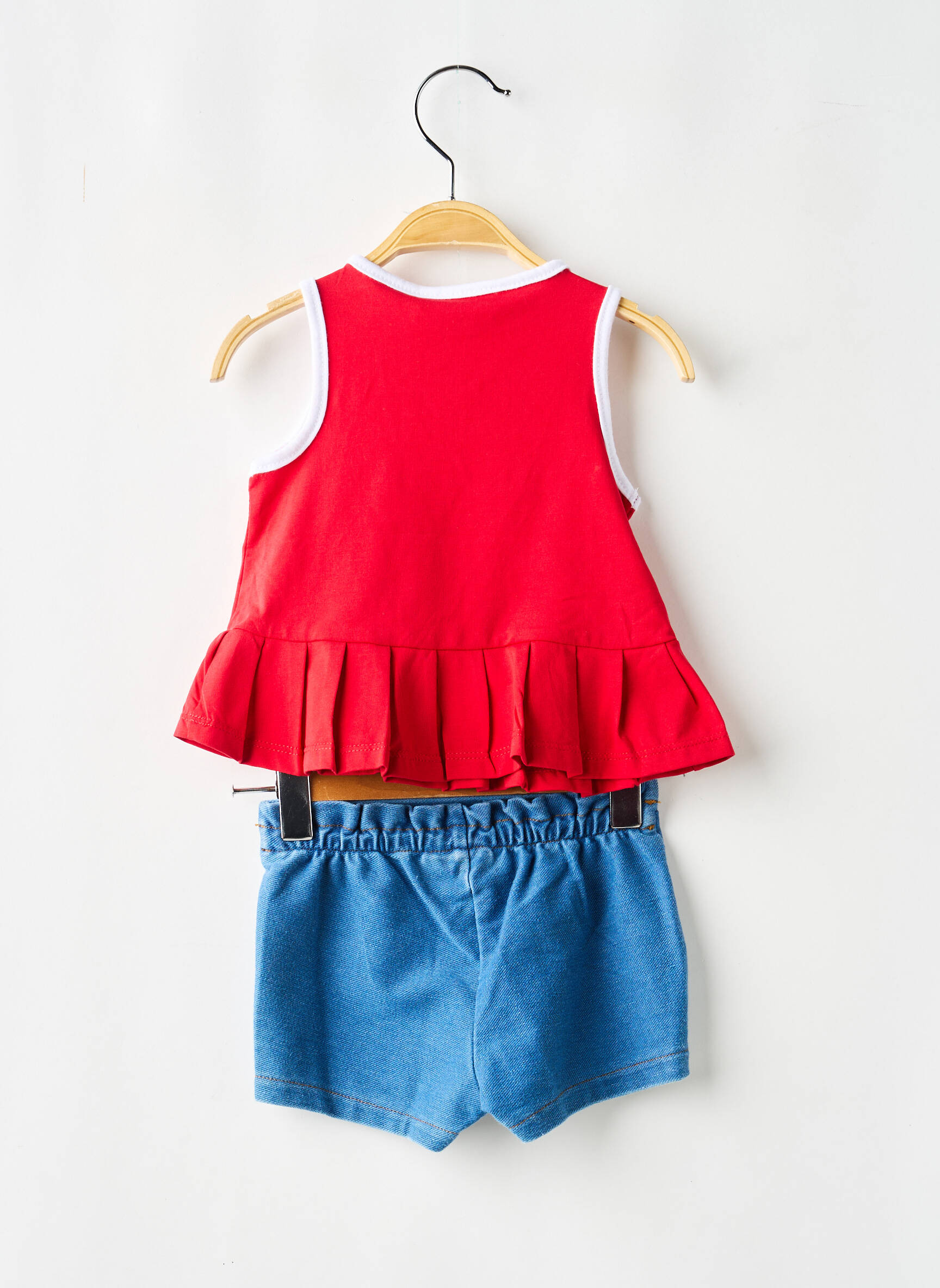 Ensemble short taille élastique rouge MAYORAL fille