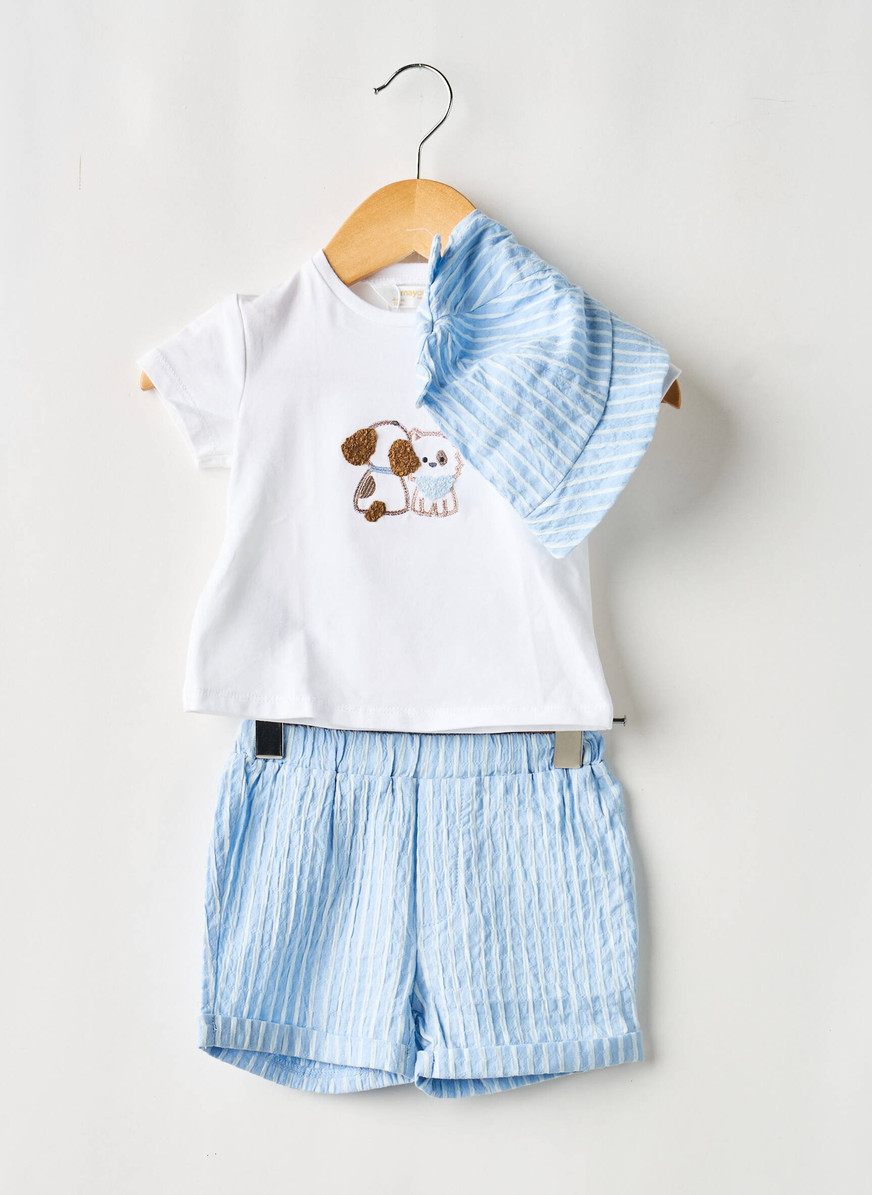 Ensemble short broderie bleu MAYORAL garçon
