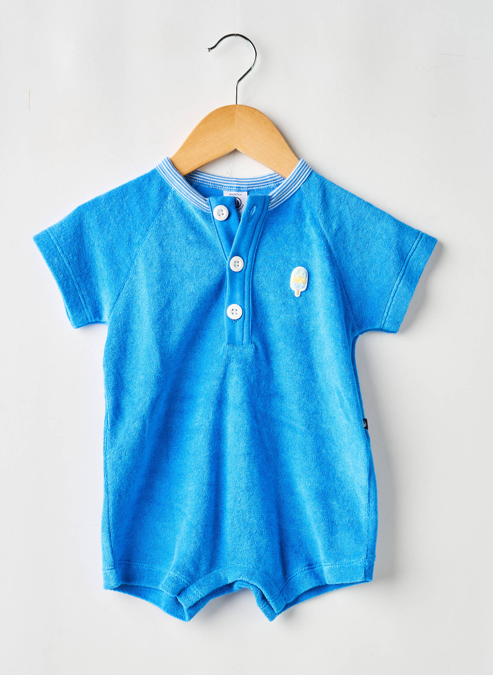 Combishort coupe droite manches courtes bleu PETIT BATEAU garçon