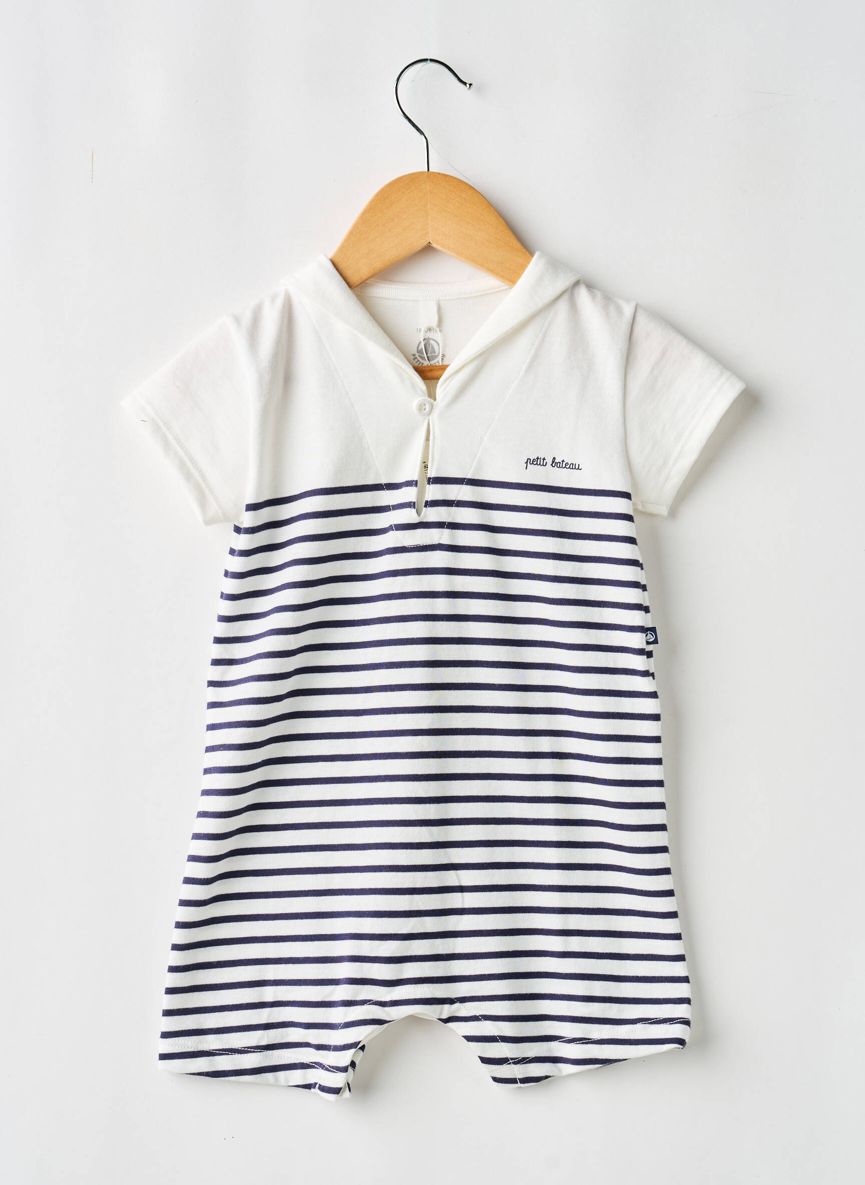 Combishort coupe droite manches courtes blanc PETIT BATEAU garçon
