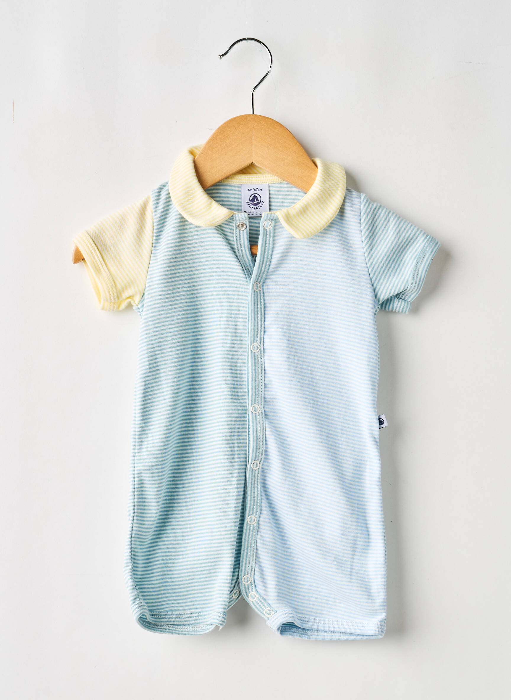 Combishort coupe droite manches courtes bleu PETIT BATEAU garçon