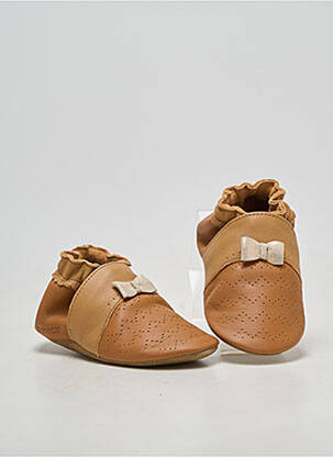 Chaussons/pantoufles matière lisse bout rond marron ROBEEZ fille