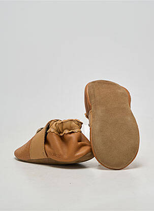 Chaussons/pantoufles matière lisse bout rond marron ROBEEZ fille