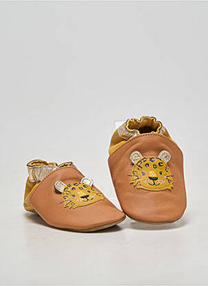 Chaussons/pantoufles matière lisse bout rond marron ROBEEZ fille