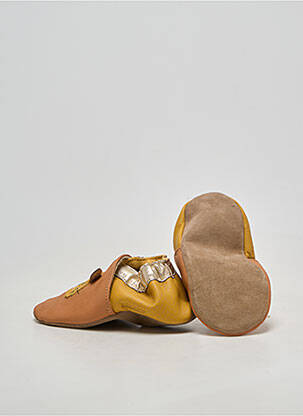 Chaussons/pantoufles matière lisse bout rond marron ROBEEZ fille