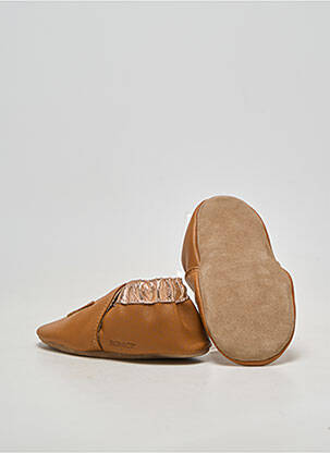 Chaussons/pantoufles matière lisse bout rond marron ROBEEZ fille