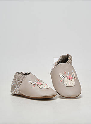 Chaussons/pantoufles matière lisse bout rond gris ROBEEZ fille