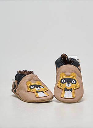 Chaussons/pantoufles matière lisse bout rond marron ROBEEZ garçon