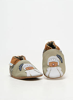 Chaussons/pantoufles matière lisse bout rond vert ROBEEZ garçon