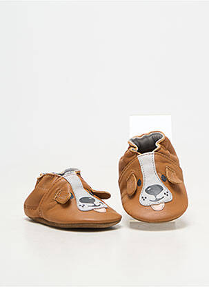 Chaussons/pantoufles matière lisse bout rond marron ROBEEZ garçon