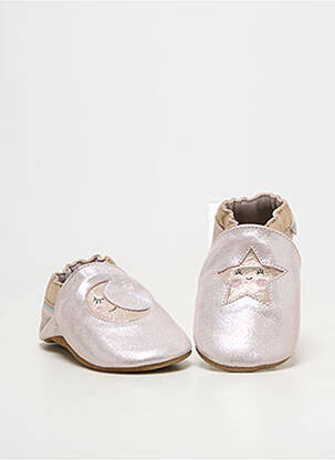 Chaussons/pantoufles matière lisse bout rond rose ROBEEZ fille