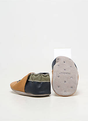 Chaussons/pantoufles matière lisse bout rond marron ROBEEZ garçon