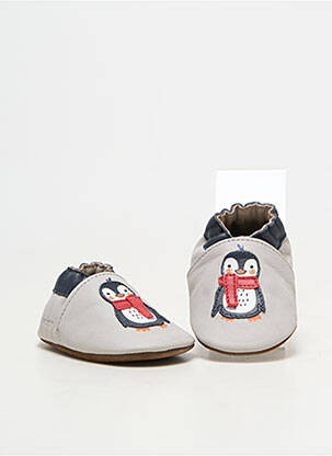 Chaussons/pantoufles matière lisse bout rond gris ROBEEZ garçon
