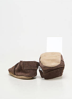 Chaussons/pantoufles semelle extérieure cuir bout rond marron HOBEA  garçon