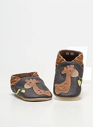 Chaussons/pantoufles matière lisse bout rond marron HOBEA  garçon